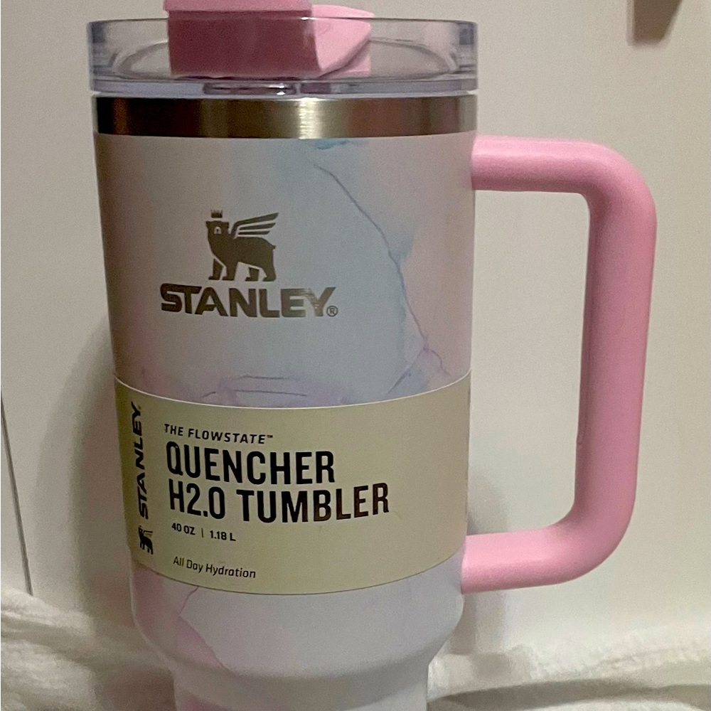 40oz Stanley water color tulle pink
